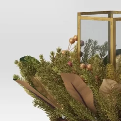 9" Hexagonal Pillar Glass Christmas Candle Holder With Mixed Faux Greenery - Wondershop™ -Outdoor Decoration Store GUEST 00ca79b6 e81e 4389 a712 d6b5fd4e591e