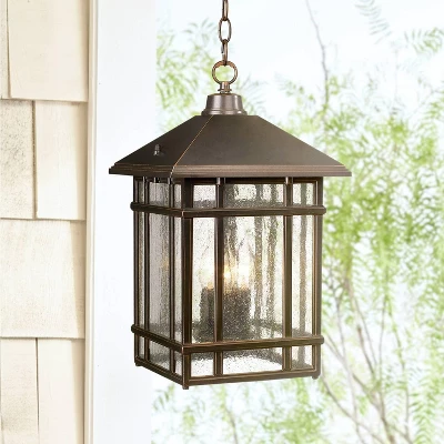 Kathy Ireland Art Deco Outdoor Hanging Light Rubbed Bronze 16 1/2 Seeded Glass Panels Damp Rated For Exterior House Porch Outside 3 Kathy Ireland Art Deco Outdoor Hanging Light Rubbed Bronze 16 1/2 Seeded Glass Panels Damp Rated For Exterior House Porch Outside