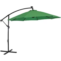 Sunnydaze Decor Sunnydaze Outdoor Steel Cantilever Offset Patio Umbrella With Solar LED Lights, Air Vent, Crank, And Base - 9' -Outdoor Decoration Store GUEST 0198fb0f 1642 467b 9d0f 174e99a2ca27
