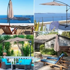 Costway 10' Hanging Umbrella Patio Sun Shade Offset Outdoor Market W/t Cross Base Beige 14 Costway 10' Hanging Umbrella Patio Sun Shade Offset Outdoor Market W/t Cross Base Beige -Outdoor Decoration Store GUEST 02a0baaa df31 45cd 8d2a f6bcbcbf17ff