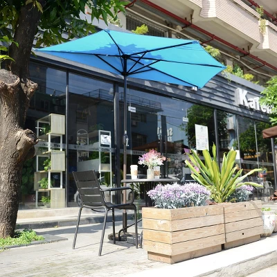 Half Round Patio Umbrella With Easy Crank – Compact 9ft Semicircle Outdoor Shade Canopy For Balcony, Porch, Or Deck By Nature Spring (Blue) 8 Half Round Patio Umbrella With Easy Crank – Compact 9ft Semicircle Outdoor Shade Canopy For Balcony, Porch, Or Deck By Nature Spring (Blue) - Image 6