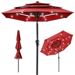 Best Choice Products 10ft 3-Tier Solar Patio Umbrella W/ 24 LED Lights, Tilt Adjustment, Easy Crank -Outdoor Decoration Store GUEST 05bfddfb 25d2 40e8 8d81 45127f1d0688
