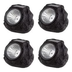 Nature Spring Solar-Powered LED Rock Lights – Black And Gray, 4-Pack