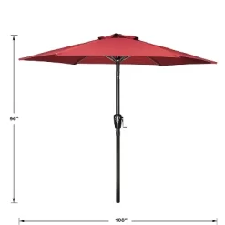 SUGIFT 9' Round Patio Umbrella Market Umbrella With Push Button Tilt-Red 7 SUGIFT 9' Round Patio Umbrella Market Umbrella With Push Button Tilt-Red -Outdoor Decoration Store GUEST 066ec864 fcd4 41c8 b59a 191356b907fc
