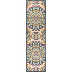 Flora Abstract Bold Mandala High-Low Indoor/Outdoor Area Rug - JONATHAN Y