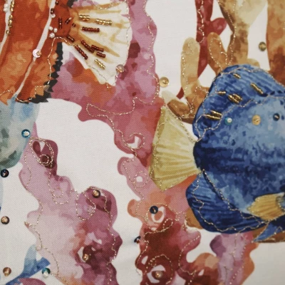 20" X 20" Sealife Beaded & Embroidered Decorative Patio Throw Pillow - Edie@Home 4 20" X 20" Sealife Beaded & Embroidered Decorative Patio Throw Pillow - Edie@Home - Image 2