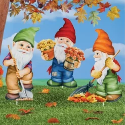 Collections Etc Fall Gardening Gnomes Outdoor Stakes - Set Of 3