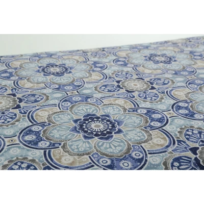 Set Of 2 Outdoor/Indoor Rounded Corners Seat Cushions Keyzu Medallion Mariner Blue - Pillow Perfect 5 Set Of 2 Outdoor/Indoor Rounded Corners Seat Cushions Keyzu Medallion Mariner Blue - Pillow Perfect - Image 3