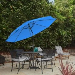 Nature Spring 10' Auto-Tilt Patio Umbrella - Blue