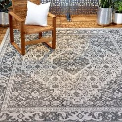 Dahlia 7'9" X 10'2" Outdoor Patio Country Rug Gray/Black - Nicole Miller -Outdoor Decoration Store GUEST 08653665 ab38 4a06 a36c 1c8a899dc69f
