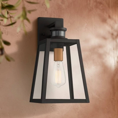 John Timberland Arrington Modern Outdoor Wall Light Fixtures Set Of 2 Black Motion Sensor 14 3/4" Clear Glass For Post Exterior Barn Deck House Porch 8 John Timberland Arrington Modern Outdoor Wall Light Fixtures Set Of 2 Black Motion Sensor 14 3/4" Clear Glass For Post Exterior Barn Deck House Porch - Image 6