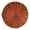 14" Velvet Pin Tuck Poly Filled Round Throw Pillow Rust - Saro Lifestyle