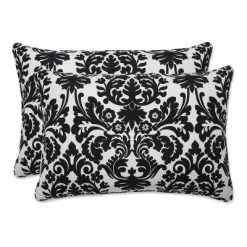 Essence Damask 2pc Rectangular Outdoor Throw Pillow Set Black - Pillow Perfect -Outdoor Decoration Store GUEST 0a65c7ff 66c3 4d2c 8aeb e54adb5c9f6b