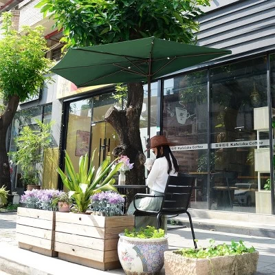 Half Round Patio Umbrella With Easy Crank – Compact 9ft Semicircle Outdoor Shade Canopy For Balcony, Porch, Or Deck By Nature Spring (Forest Green) 6 Half Round Patio Umbrella With Easy Crank – Compact 9ft Semicircle Outdoor Shade Canopy For Balcony, Porch, Or Deck By Nature Spring (Forest Green) - Image 4