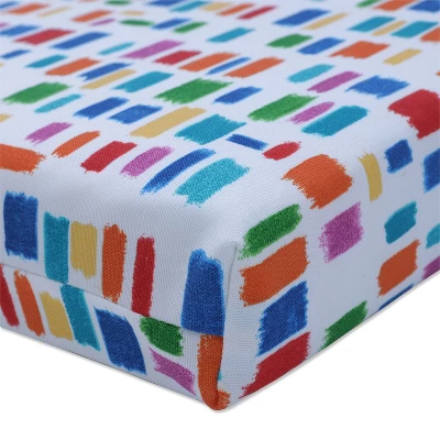 45" X 18" Outdoor/Indoor Bench Cushion Color Tabs Primaries Blue - Pillow Perfect 3 45" X 18" Outdoor/Indoor Bench Cushion Color Tabs Primaries Blue - Pillow Perfect
