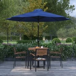 Merrick Lane 9' Round UV Resistant Outdoor Patio Umbrella With Height Lever And 33° Push Button Tilt