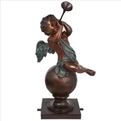 Design Toscano Baby Gabriel Sounding Heaven's Trumpet Cast Bronze Garden Angel Statue
