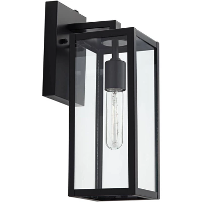 John Timberland Titan Modern Outdoor Wall Light Fixtures Set Of 2 Mystic Black Dusk To Dawn 14" Clear Glass For Post Exterior Barn Deck 6 John Timberland Titan Modern Outdoor Wall Light Fixtures Set Of 2 Mystic Black Dusk To Dawn 14" Clear Glass For Post Exterior Barn Deck - Image 4