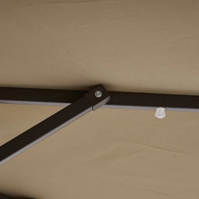 9' X 9' Solar LED Patio Umbrella With Tilt Adjustment And Crank Lift Brown - Wellfor 9 9' X 9' Solar LED Patio Umbrella With Tilt Adjustment And Crank Lift Brown - Wellfor - Image 7