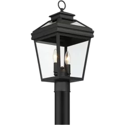 John Timberland Stratton Street Vintage Outdoor Post Light Textured Black 18 1/2" Clear Glass For Exterior Barn Deck House Porch Yard Patio Outside -Outdoor Decoration Store GUEST 0d6e8614 3c8d 4b77 8358 2e22191faa1f