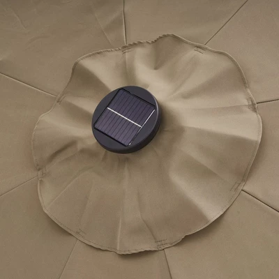 9' X 9' Solar LED Patio Umbrella With Tilt Adjustment And Crank Lift Brown - Wellfor 4 9' X 9' Solar LED Patio Umbrella With Tilt Adjustment And Crank Lift Brown - Wellfor - Image 2