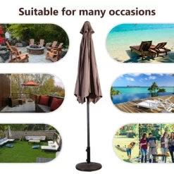 Costway 9ft Patio Umbrella Patio Market Steel Tilt W/ Crank Outdoor Yard Garden (Tan) -Outdoor Decoration Store GUEST 0f893658 a417 4daa b283 8a0ca56c3401