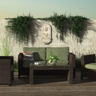 32" Resin Classical Walled Fountain With Lion Head And LED Lights Off-White - Alpine Corporation 3 32" Resin Classical Walled Fountain With Lion Head And LED Lights Off-White - Alpine Corporation