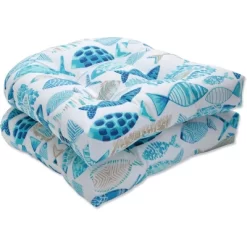 19"x19" Hooked Nautical 2pc Outdoor Seat Cushion Set - Pillow Perfect -Outdoor Decoration Store GUEST 110e90d9 df39 4183 914c 3349a8199ef2