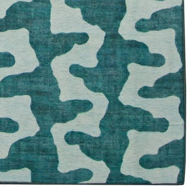 Odessa Washable Outdoor Rug Aqua/Green - Linon 4 Odessa Washable Outdoor Rug Aqua/Green - Linon - Image 2