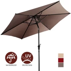 Costway 9ft Patio Umbrella Patio Market Steel Tilt W/ Crank Outdoor Yard Garden (Tan) -Outdoor Decoration Store GUEST 11ac9084 4f0e 4a1b 8f4a 4db79f90d78a