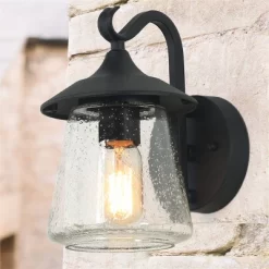 9.8" Metal/Glass Outdoor Lamp Black - LNC -Outdoor Decoration Store GUEST 13a840cf 15b0 40e0 9445 66b488775a0e