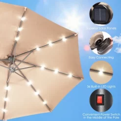 Costway 15Ft Patio Double-Sided Solar LED Market Umbrella Crank Base BeigeTanOrangeBurgundy -Outdoor Decoration Store GUEST 1422f59d 652a 4876 8db2 936b56055d60
