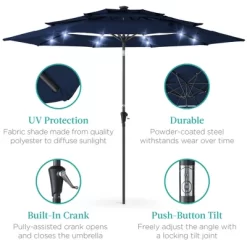 Best Choice Products 10ft 3-Tier Solar Patio Umbrella W/ 24 LED Lights, Tilt Adjustment, Easy Crank -Outdoor Decoration Store GUEST 147eaf55 7efa 47d3 a8ca ca2a15cb7754