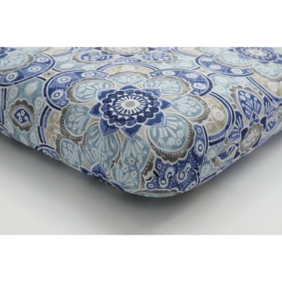 Set Of 2 Outdoor/Indoor Rounded Corners Seat Cushions Keyzu Medallion Mariner Blue - Pillow Perfect 3 Set Of 2 Outdoor/Indoor Rounded Corners Seat Cushions Keyzu Medallion Mariner Blue - Pillow Perfect