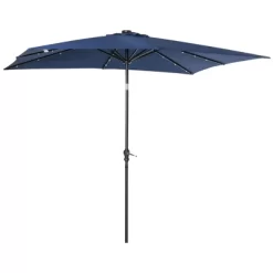 Outsunny 9' X 7' Patio Umbrella Outdoor Table Market Umbrella With Crank, Solar LED Lights, 45° Tilt, Push-Button Operation, For Deck, Backyard, Pool And Lawn -Outdoor Decoration Store GUEST 1708fd23 3f4c 48ac 807d dd72efc06574