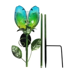 35.8" Resin Solar Flower Garden Stake Blue - Exhart -Outdoor Decoration Store GUEST 179199d5 6683 4b0a ad63 e6a022514ce0