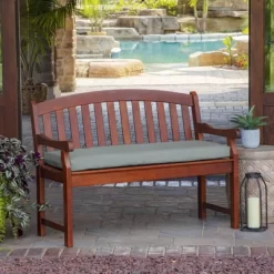 Arden Selections 17" X 46" Leala Texture Outdoor Bench Cushion Stone