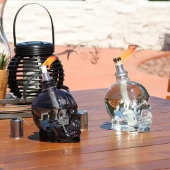 Sunnydaze Decor Sunnydaze Grinning Skull Glass Tabletop Torches - Clear And Black -Outdoor Decoration Store GUEST 190d2324 a5e9 4335 a781 0e0f873dcc72
