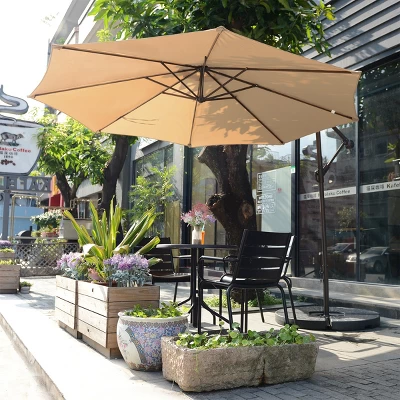 Nature Spring Manual-Crank Offset Swivel Patio Umbrella – Beige 7 Nature Spring Manual-Crank Offset Swivel Patio Umbrella – Beige - Image 5