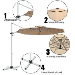 Costway 11' Patio Cantilever Offset Umbrella 360Degree Rotation Outdoor Tilt W/Base -Outdoor Decoration Store GUEST 1a579a5b 2068 400a 9bc4 23396d95d3b1