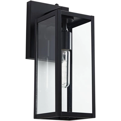John Timberland Titan Modern Outdoor Wall Light Fixtures Set Of 2 Mystic Black Dusk To Dawn 14" Clear Glass For Post Exterior Barn Deck 5 John Timberland Titan Modern Outdoor Wall Light Fixtures Set Of 2 Mystic Black Dusk To Dawn 14" Clear Glass For Post Exterior Barn Deck - Image 3