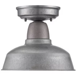 John Timberland Urban Barn Rustic Industrial Farmhouse Semi Flush Mount Outdoor Ceiling Light Galvanized Metal 8 3/4" For Post Exterior Barn Deck Yard -Outdoor Decoration Store GUEST 1b5f2126 f6b6 47b4 a10c d28b95a30530