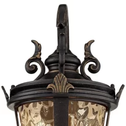 John Timberland Casa Marseille Vintage Rustic Outdoor Wall Light Fixture Bronze Scroll 21 1/2" Hammered Glass For Post Exterior Barn Deck House Porch -Outdoor Decoration Store GUEST 1bbb7444 024b 4488 bc03 6ce52d024b01
