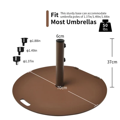 Costway Patio 50LBS Umbrella Base Market Umbrella Stand Wheels Handle Brown 8 Costway Patio 50LBS Umbrella Base Market Umbrella Stand Wheels Handle Brown - Image 6