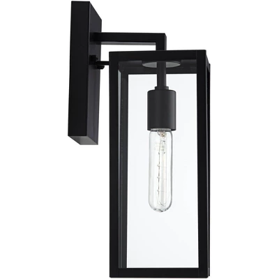 John Timberland Titan Modern Outdoor Wall Light Fixtures Set Of 2 Mystic Black Dusk To Dawn 14" Clear Glass For Post Exterior Barn Deck 7 John Timberland Titan Modern Outdoor Wall Light Fixtures Set Of 2 Mystic Black Dusk To Dawn 14" Clear Glass For Post Exterior Barn Deck - Image 5