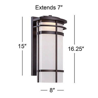 Possini Euro Design Theola Modern Outdoor Wall Light Fixture Bronze LED 16 1/4" Etched Glass Shade For Post Exterior Barn Deck House Porch Yard Patio 8 Possini Euro Design Theola Modern Outdoor Wall Light Fixture Bronze LED 16 1/4" Etched Glass Shade For Post Exterior Barn Deck House Porch Yard Patio - Image 6