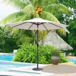 9' X 9' UV Protected Patio Umbrella With Crank And Push Button Tilt Beige - Wellfor -Outdoor Decoration Store GUEST 1eef035c ba0a 443d aa55 171666b19e7b