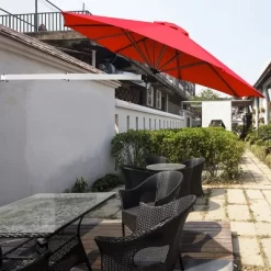 Costway 8ft Wall-Mounted Umbrella Telescopic Folding Tilt Sun Shade TanTurquoise -Outdoor Decoration Store GUEST 1f2d1033 2d7b 47c4 8364 9bbe93625658