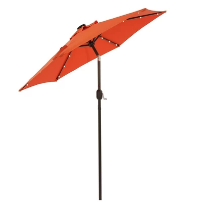 7.5' X 7.5' Solar LED Patio Umbrella Orange - Wellfor 3 7.5' X 7.5' Solar LED Patio Umbrella Orange - Wellfor