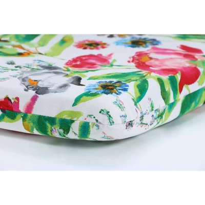 2pk Flower Mania Petunia Rounded Corners Outdoor Seat Cushions Pink - Pillow Perfect 3 2pk Flower Mania Petunia Rounded Corners Outdoor Seat Cushions Pink - Pillow Perfect